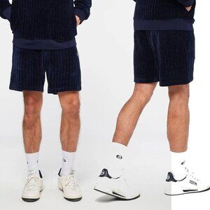 Sergio‎ Tacchini Chenille Velour Shorts Mens S Textured Maritime Blue Sportswear